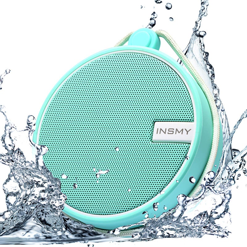 INSMY C12 IPX7 Waterproof Shower Bluetooth Speaker, Portable Small Speaker, Speakers Bluetooth Wireless Loud Clear Sound Support TF Card Suction Cup for Outdoor Kayak Canoe Beach Gift (Mint) - Image 1